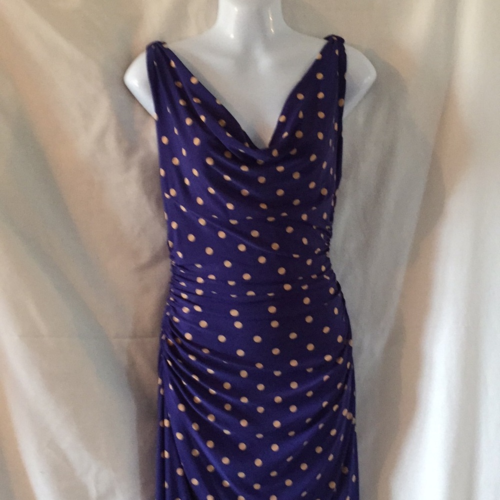 RALPH Lauren royal blue & beige polka dot dress 4